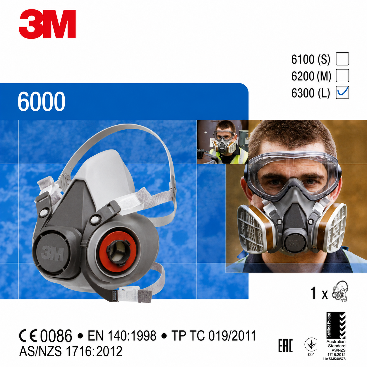 demi masque respiratoire 3m serie 6000